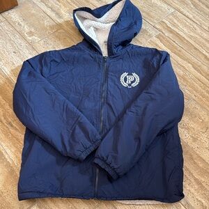 Victoria’s Secret Pink Nylon Sherpa Jacket Hood XS/S Navy White